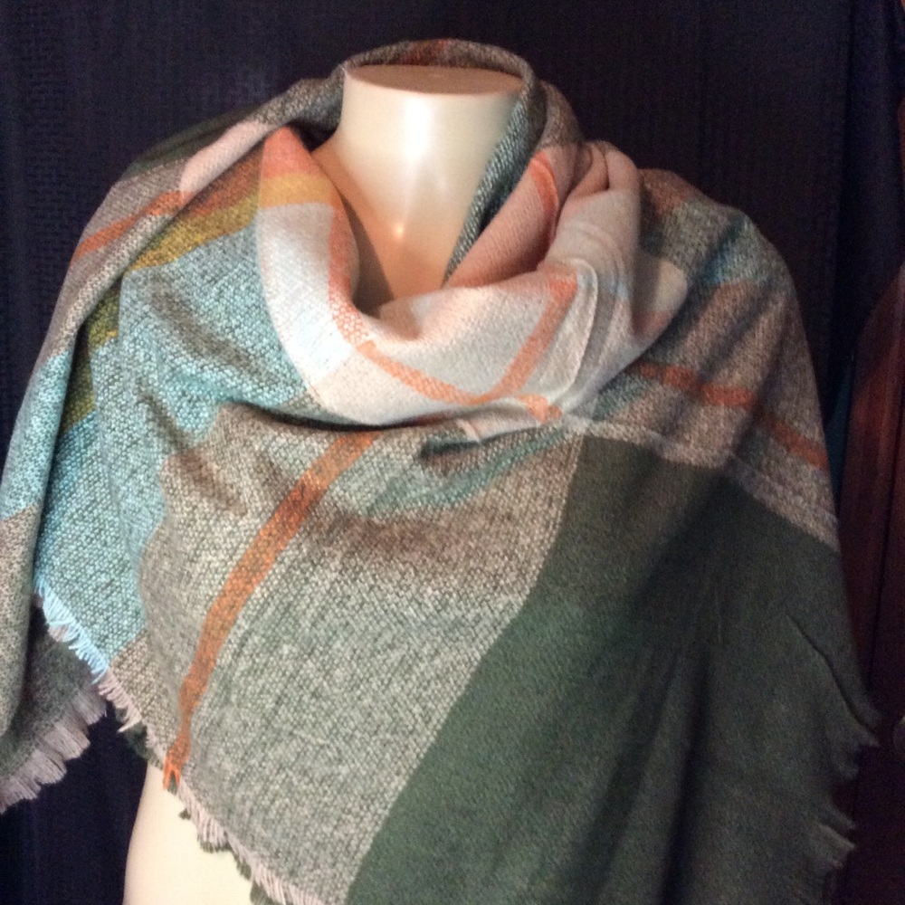 Plaid blanket scarf